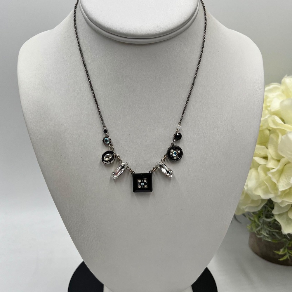 Firefly Jewelry "La‎ Dolce Vita" Black White Mosaic Swarovski Crystal Necklace